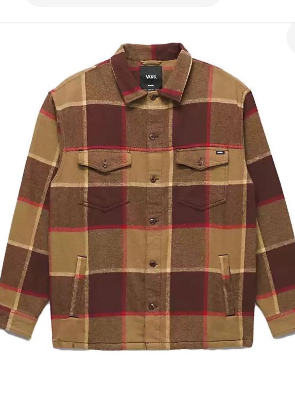 Vans Norbeck Plaid “Off The Wall” Flannel Shacket Brown, Burgundy, Tan. Large. - Picture 9 of 9